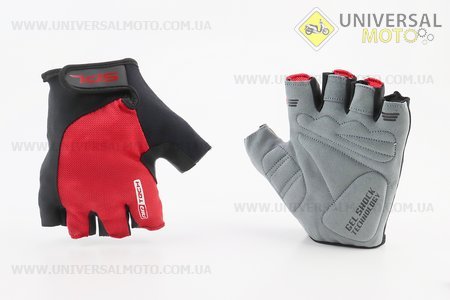 Перчатки без пальців M з гелевими вставками під долоню, чорно-червоні SBG-1457. SPELLI (Велоекіпировка / UM4080-V84)