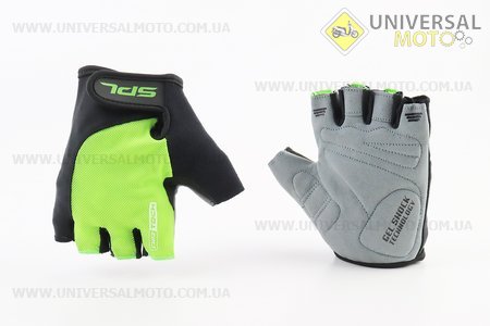 Перчатки без пальців M з гелевими вставками під долоню, чорно-салатові SBG-1457. SPELLI (Велоекіпировка / UM4080-V85)