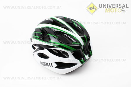 Шолом велосипедний M (54-57 см) знімний козирок, 18 вент. отворів, системи регулювання за розміром Divider та Run System SRS, чорно-біло-зелений AV-01. AVANTI (Велоекіпировка / UM4081-V06)