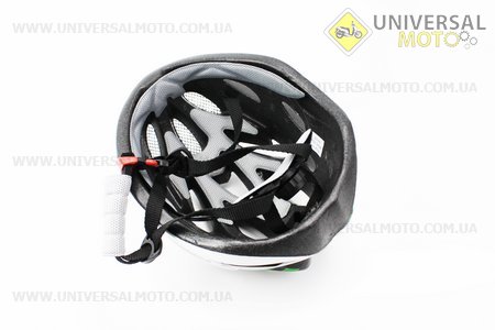 Шолом велосипедний M (54-57 см) знімний козирок, 18 вент. отворів, системи регулювання за розміром Divider та Run System SRS, чорно-біло-зелений AV-01. AVANTI (Велоекіпировка / UM4081-V06)