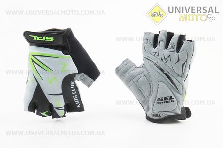 Перчатки дитячі без пальців (3-4 роки) з м'якими вставками під долоню, чорно-сіро-зелені SKG-1553. SPELLI (Велоекіпировка / UM4081-V12)