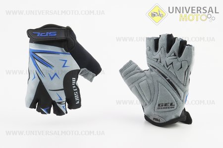 Перчатки дитячі без пальців (3-4 роки) з м'якими вставками під долоню, чорно-сіро-сині SKG-1553. SPELLI (Велоекіпировка / UM4081-V13)