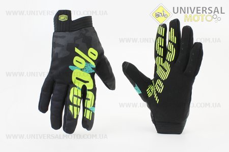 Перчатки L з силіконовими вставками, чорно-салатові, НЕ оригінал. 100% (Мотоекіпировка / UM4081-V18)