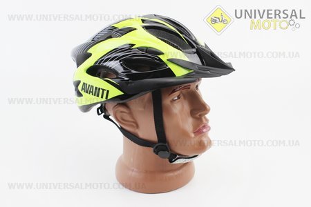 Шолом велосипедний M (54-57 см) знімний козирок, 18 вент. отворів, системи регулювання за розміром Divider та Run System SRS, чорно-зелений AVHM-02. AVANTI (Велоекіпировка / UM4081-V19)