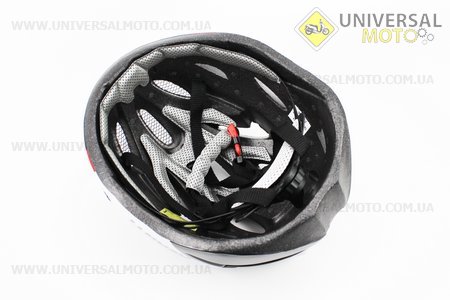 Шолом велосипедний L (58-61 см) з'ємний козирьок, 18 вент. отвори, системи регулювання за габаритом Divider і Run System SRS, чорно-біло-червоний AV-01. AVANTI (Велоекіпировка / UM4081-V21)