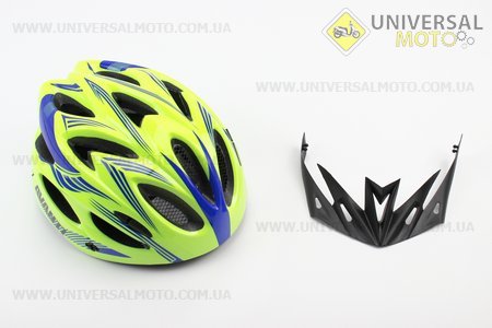 Шолом велосипедний M (54-57 см) знімний козирок, 18 вент. отворів, системи регулювання за розміром Divider та Run System SRS, салатово-синій AVHM-02. AVANTI (Велоекіпировка / UM4081-V25)