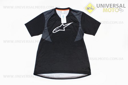 Футболка (Джерсі) чоловіча M-(Polyester 100%), короткі рукави, вільний крій, чорно-сіра, НЕ оригінал. Alpinestars (Мотоекіпировка / UM4081-V46)