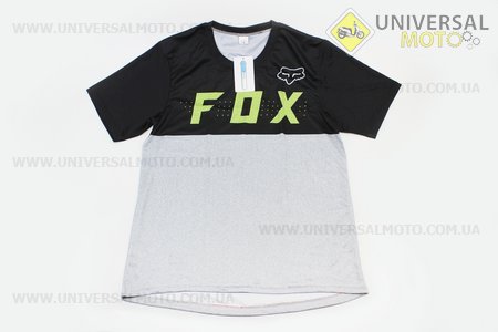 Футболка (Джерсі) чоловіча L-(Polyester 80% / Spandex 20%), короткі рукави, вільний крій, чорно-сіра, НЕ оригінал. FOX (Мотоекіпировка / UM4081-V55)