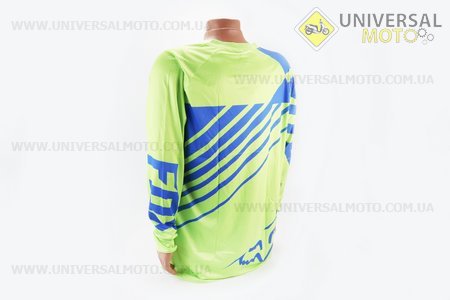 Футболка (Джерсі) чоловіча M-(Polyester 100%), довгі рукави, вільний крій, салатово-синя, НЕ оригінал. FOX (Мотоекіпировка / UM4081-V59)