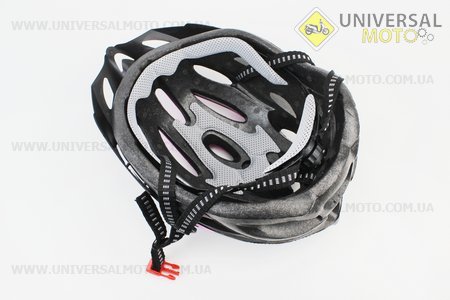 Шолом велосипедний L (54-62 см) знімний козирок, 21 вент. отворів, системи регулювання за розміром Divider та Run System SRS, чорно-рожево-білий. Китай (Велоекіпировка / UM4081-V68)