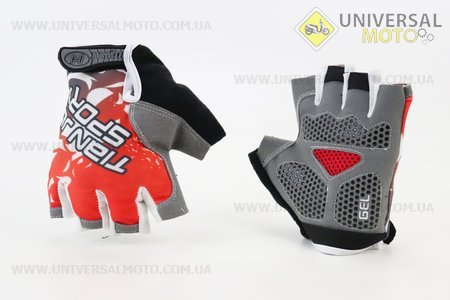 Перчатки без пальців XL з гелевими вставками під долоню, червоно-біло-сірі. Китай (Велоекіпировка / UM4081-V84)