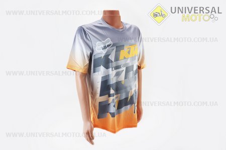 Футболка (Джерсі) чоловіча M-(Polyester 100%), короткі рукави, вільний крій, оранжево-сіра, НЕ оригінал. KTM (Мотоекіпировка / UM4081-V98)