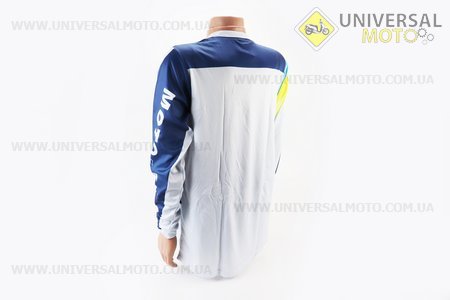 Футболка (Джерсі) чоловіча S-(Polyester 100%), довгі рукави, вільний крій, біло-синя, НЕ оригінал, тип 2. FOX (Велоекіпировка / UM4082-V36)