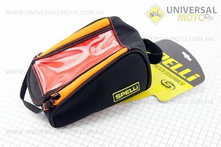 Сумка на раму, с водонепроницаемым отделением для смартфона 140х65х12мм, крепл. на липучке, черная SFB-G923-С