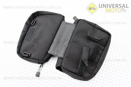 Сумка-штаны на раму, с влагозащитными 2 отделениями, крепл. на липучке, черная SFB-G914. SPELLI (Велоаксессуары / UM4091-V56)