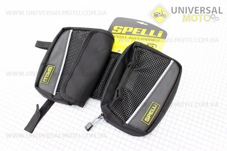Сумка-штаны на раму, с влагозащитными 2 отделениями, крепл. на липучке, черная SFB-G914. SPELLI (Велоаксессуары / UM4091-V56)