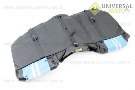 Сумка-штаны на багажник, с влагозащитными 6 отделениями, крепл. на липучке, светоотражающие полосы, черно-синяя SCB-6243
