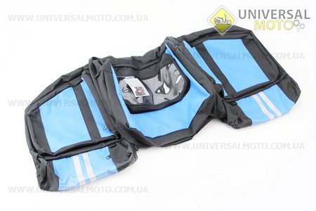 Сумка-штаны на багажник, с влагозащитными 6 отделениями, крепл. на липучке, светоотражающие полосы, черно-синяя SCB-6243