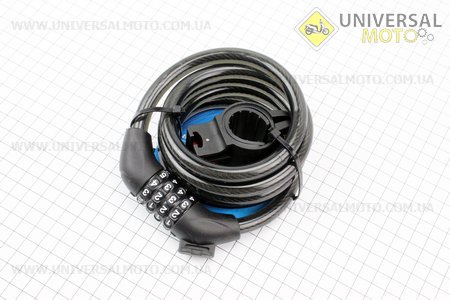 Замок протиугінний тросовий 1500х12мм з 4-х значним кодом, кріплення за трубу сидіння, AGL-705. AVANTI (Різне / UM4092-V14)