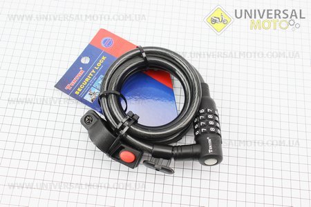 Замок протиугінний тросовий 1500х12мм з 4-х значним кодом, кріплення за трубу сидіння, TY535. Tonyon (Різне / UM4092-V97)
