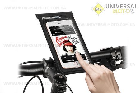 Тримач-чохол телефону 210х105мм на кермо, Ziplock, сенсорна плівка, вологозахисний, швидкознімний, регульований, чорний RB-AS-007. Roswheel (Різне / UM4093-V19)