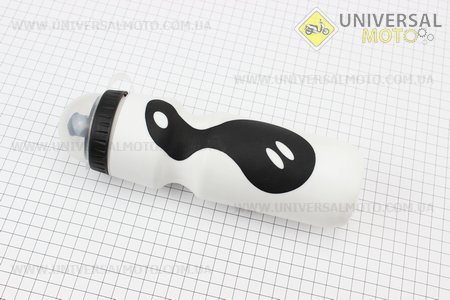 Фляга пластиковая 650мл, с защитной крышкой, резиновыми вставками, бело-черная. Китай (Велоаксессуары / UM4093-V64)