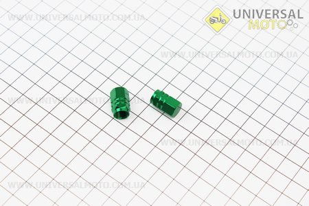 Ковпачок ніпелю "ШЕСТИГРАННИК", алюмінієвий, зелений 2 штуки. Китай (Різне / UM4094-V11)