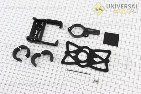 Тримач телефону на кермо алюмінієвий, ширина 55-100мм регульована, чорний P10. GUB (Різне / UM4096-V03)