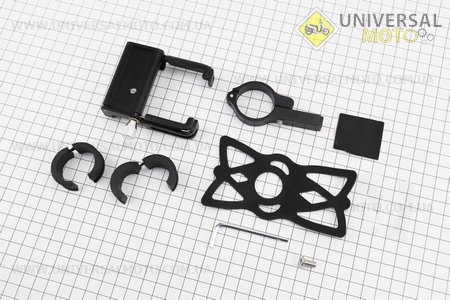 Тримач телефону на кермо алюмінієвий, ширина 55-100мм регульована, чорний P10. GUB (Різне / UM4096-V03)