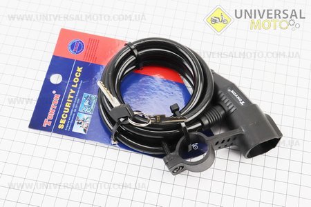 УЦІНКА Замок протиугінний тросовий 1500х8мм під ключ, кріп. за трубу сидіння, TY520 (ключи без пластикового утримувача, див. фото). Tonyon (Протиугонки / UM4097-V63)