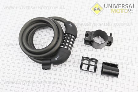 Замок протиугінний тросовий 1500х12мм з 5-ти значним кодом, кріплення за трубу сидіння, 509. JINJIAN (Різне / UM4097-V86)