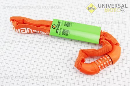 Замок протиугінний ланцюговий 1000х6мм з 5-ти значним кодом, помаранчевий 601. JINJIAN (Разное / UM4098-V19)