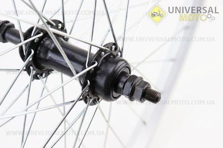 Колесо 26 "заднє МТВ обід алюмінієвий, втулка 14Gх36Н чорна в зборі, під вольнобег, кріплення гайка. Китай (Велоколеса / UM4116-V15)