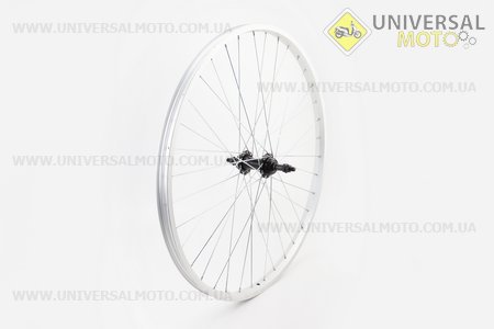 Колесо 26 "заднє МТВ обід алюмінієвий, втулка 14Gх36Н чорна в зборі, під вольнобег, кріплення гайка. Китай (Велоколеса / UM4116-V15)