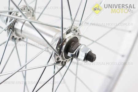 УЦІНКА вело Колесо 26" переднє МТВ обід алюмінієвий, втулка 14Gх36Н в зборі, міцна гайка (див. фото). Китай (Велоколеса / UM4117-V03)