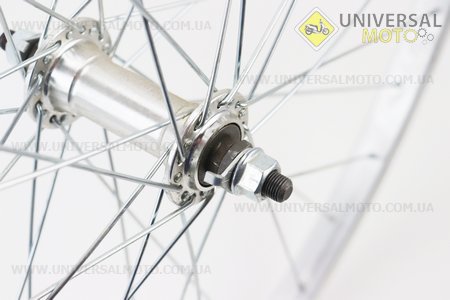 УЦІНКА вело Колесо 26" переднє МТВ обід алюмінієвий, втулка 14Gх36Н в зборі, міцна гайка (див. фото). Китай (Велоколеса / UM4117-V03)