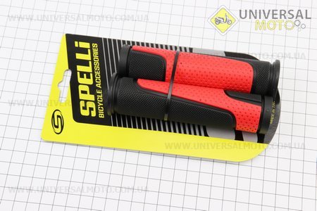Ручки керма 125мм, чорно-червоні SBG-6708L. SPELLI (Велозапчастини / UM4118-V65)