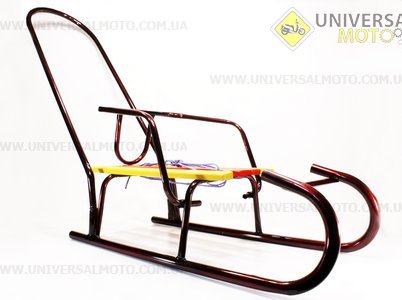 Санки "БАРАНЧИК" - бордовые + спинка + ТОЛКАТЕЛЬ, от 10шт