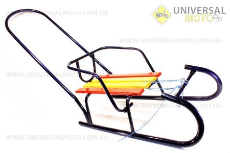 Санки "БАРАНЧИК" - синие + спинка + ТОЛКАТЕЛЬ, от 10шт