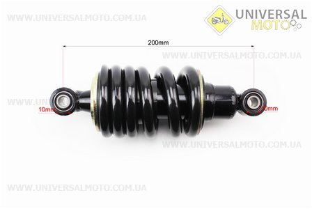 Амортизатор задній МОНО 200мм * d78мм (втулка 10мм / втулка 10мм) чорний. Китай (Запчастини на скутер Viper Sport 50 / UM5010-V70)