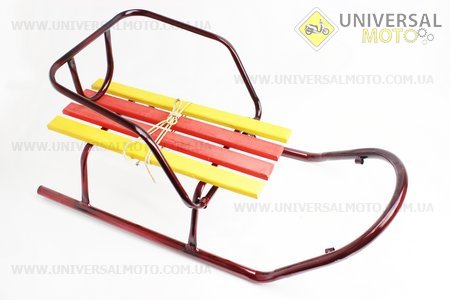 Санки "СНЕГОВИК"- бордовые + спинка, от 10шт