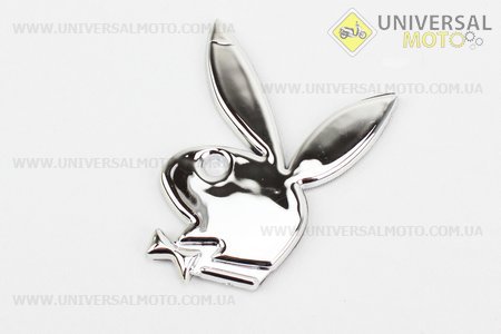 Наклейка шильдык "PLAYBOY" хром 7х5, 4726. Китай (Полиграфия / UM5022-V15)