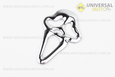 Наклейка шильдык "Маска привидение" хром 8х5,5, 4720А. Китай (Полиграфия / UM5022-V18)