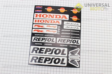 Наклейки на планшете "HONDA" набор 24 штуки 18х22, 5985. Китай (Полиграфия / UM5022-V59)