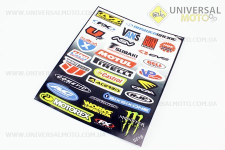 Наклейки на планшете "MOTORSPOTR" набор 30шт 25х21, 5518