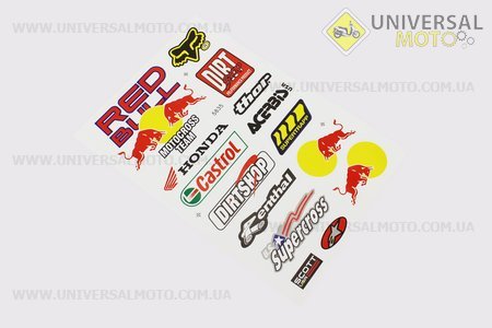 Наклейки на планшете "Red Bull" набор 15 штук 25х16, 5835. Китай (Полиграфия / UM5022-V64)