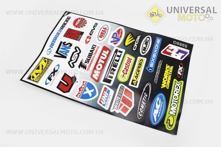 Наклейки на планшете "MOTORSPOTR" набор 29 штук 45,5х31,5, 5989G. Китай (Наклейка / UM5023-V54)