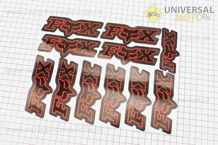 Наклейка "FOX" 11 штук на планшетI 25х19, 7361B. Китай (Поліграфія / UM5024-V05)