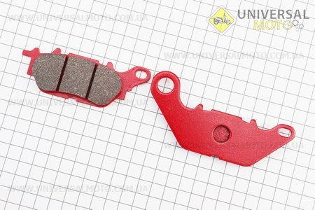 Гальмівні колодки (дискові) Yamaha YBR-125 Custom / Jupiter MX / Sniper-135 / LC-135 / XC125 Vity / MBK- XC125 WAAP комплект червоні. YONGLI (Запчастини на мотоцикл Yamaha YBR125 / UM5061-V27)