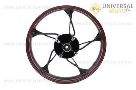 Loncin- JL200 - 68A Диск задній литий 2,15-17 ", чорний з червоною смугою (вісь 15мм). Китай (Запчастини на мотоцикл Loncin / UM5070-V59)